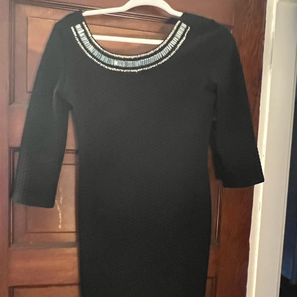 Black statement neck party dress